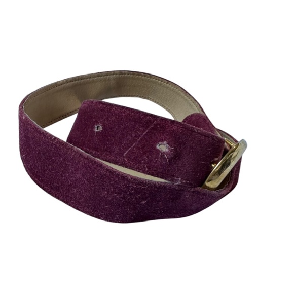 Vintage Genuine GUCCI Plum Suede Belt With Gold G Logo Buckle 75 30 main image 10